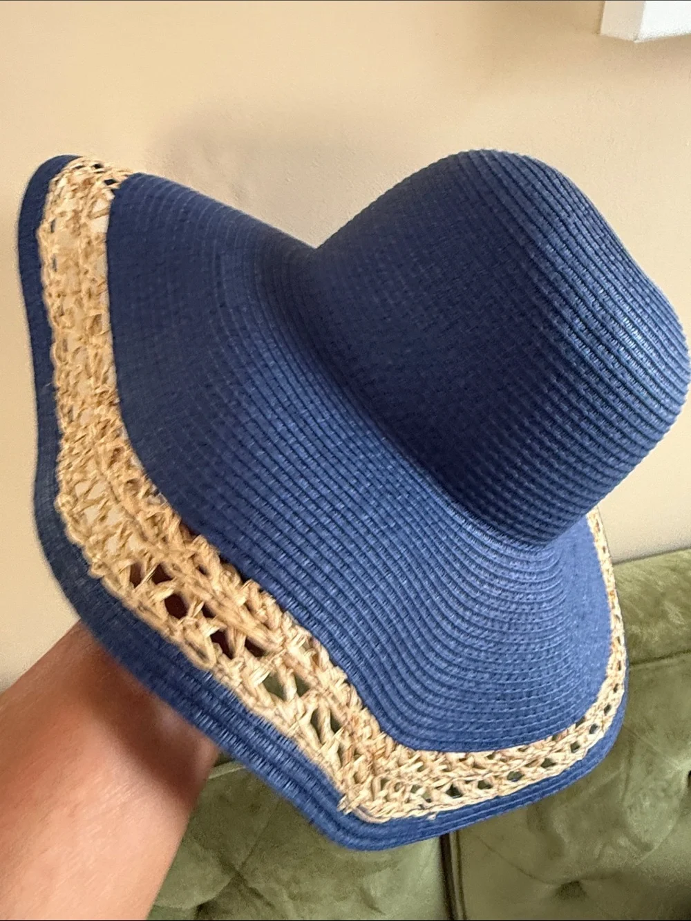 Navy Blue Wide Brim Beach Hat